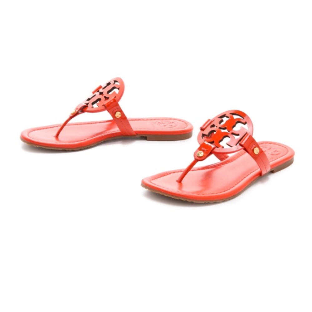 Tory Burch Miller Sandals in Orange Leather Size 9 USED